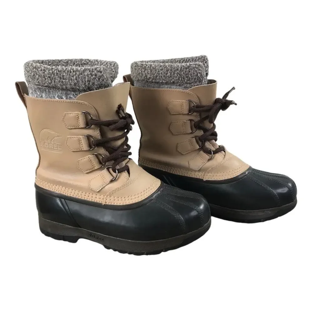 SOREL Kananaskis Winter Boots Women Sz 8 Beige/Black Wool Insole Snow Outdoor - Picture 2 of 14